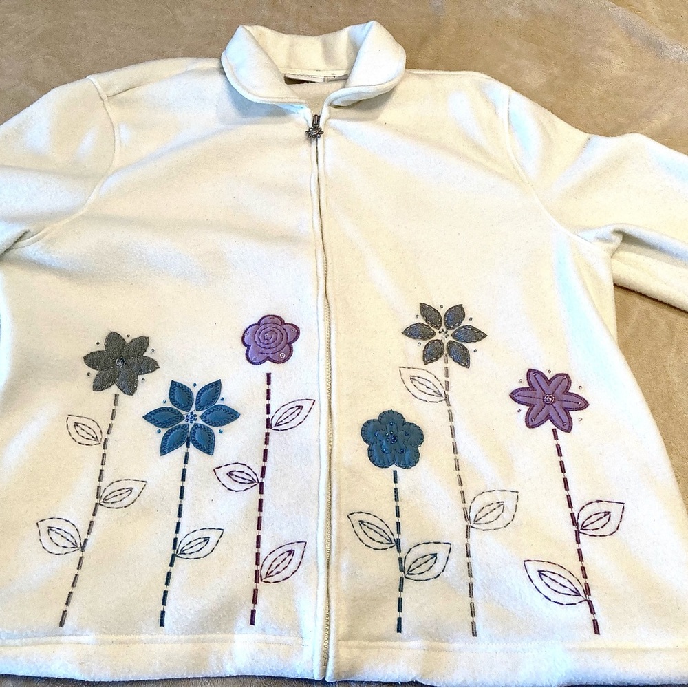 Alfred Dunner embroidered zip up fleece